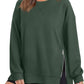 Women'S Oversized Lightweight Sweatshirt with Side Slit Zipper Soft Crew Neck Pullover Long Sleeve Tops 2024 Fashion