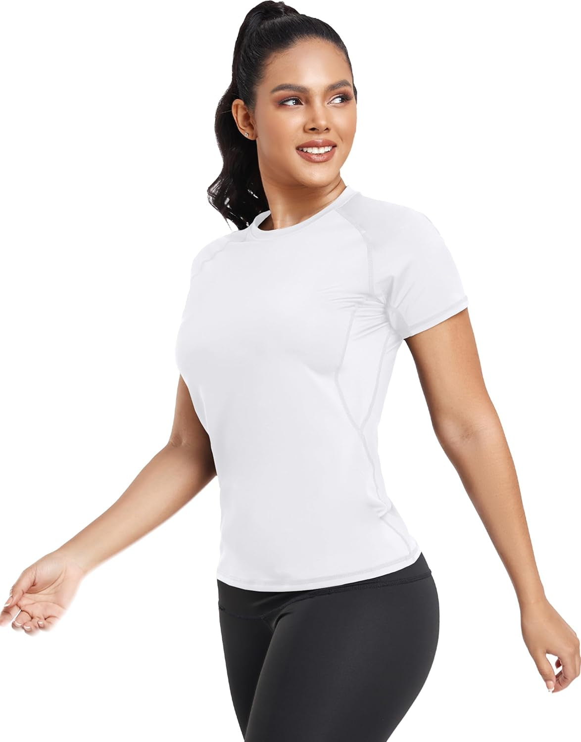 4 Pack Women'S Compression Shirt Running Athletic T-Shirts Workout Tops Baselayer Short Sleeve Yoga Gym Sports Gear