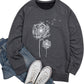 Womens Dandelion Sweatshirt Casual Crewneck Loose Pullover Tops Long Sleeve Graphic Tee Shirt Blue