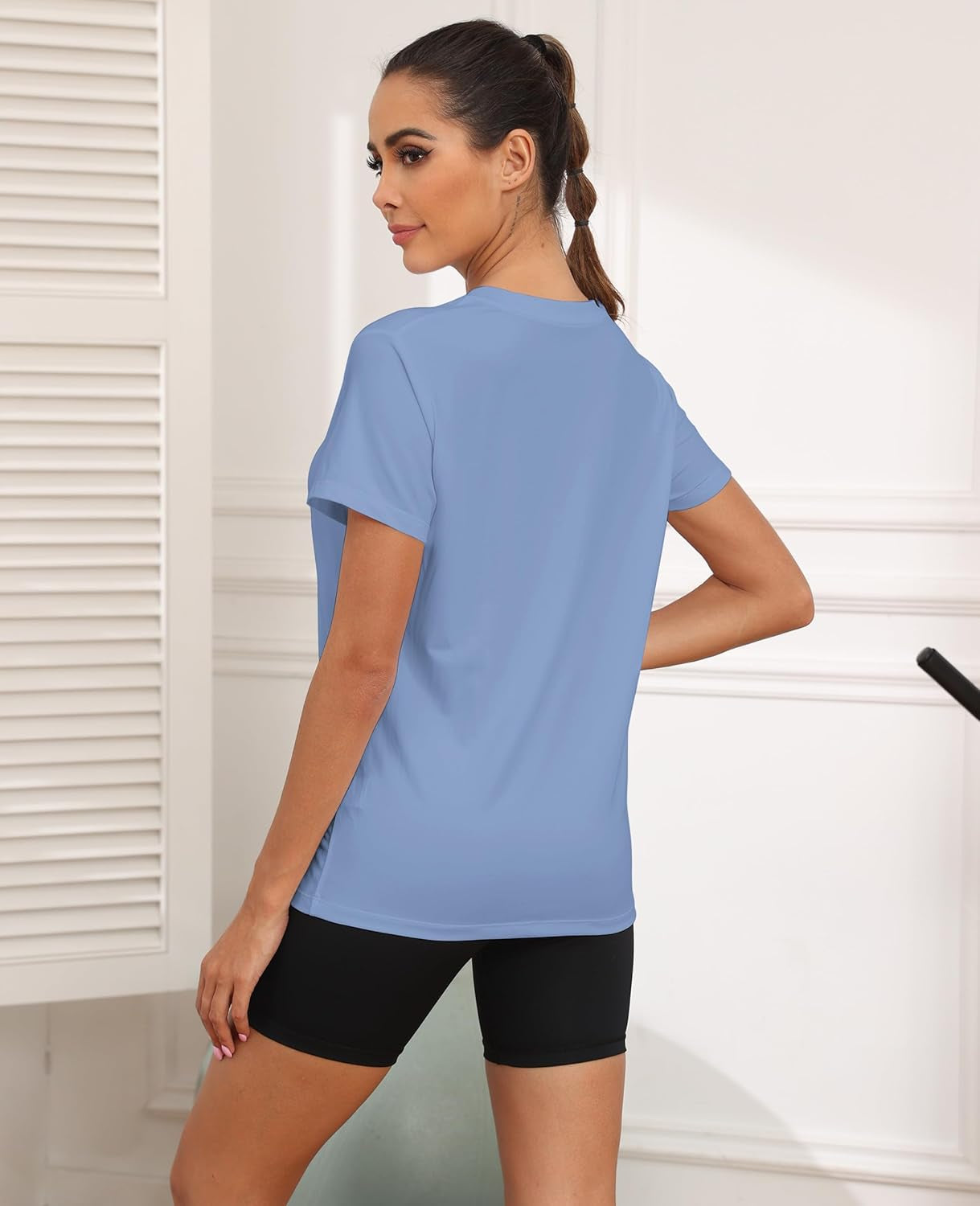 Workout Tops for Women UPF50+ Breathable Loose Fit Yoga T Shirts Short Sleeve Running Gym Athletic Tee Top