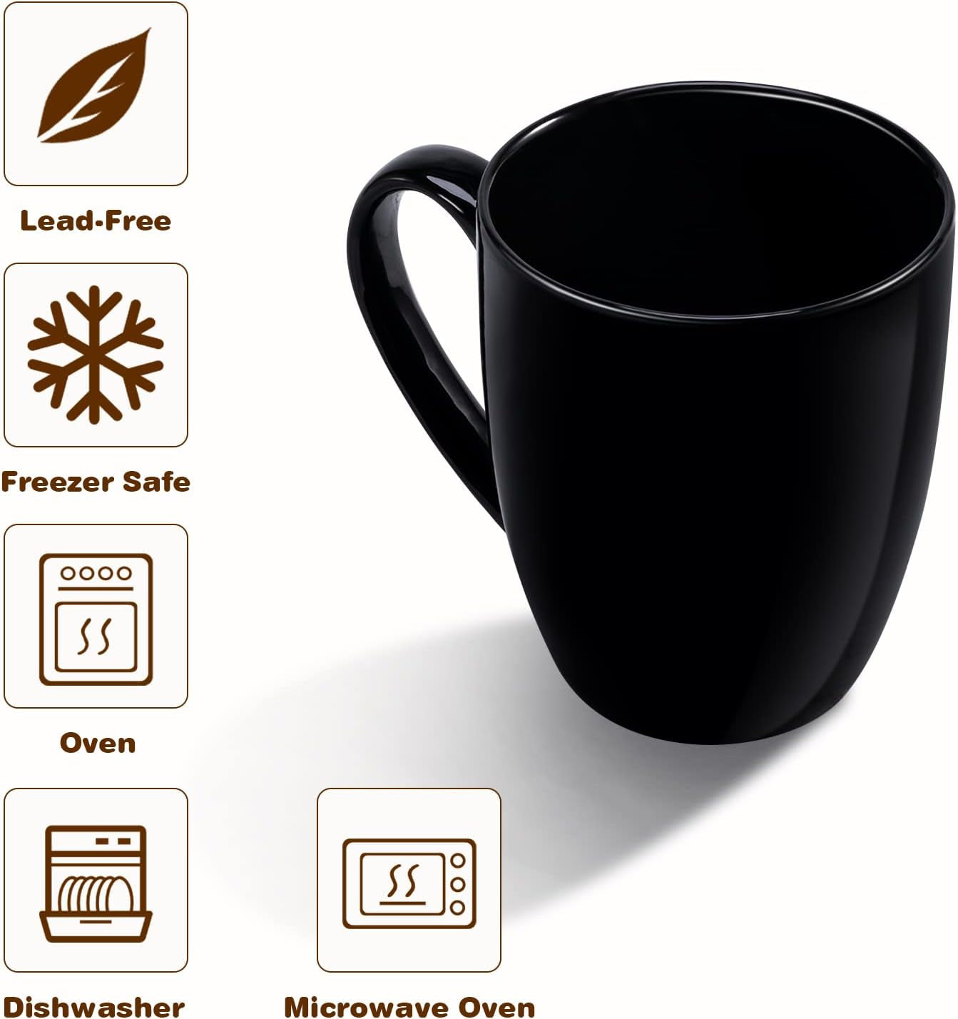 16 Oz Large Coffee Mug with Handle Tea Cup Novelty Coffee Cup Idea Gift for Men Women Office Work, Black