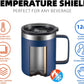 12Oz Stainless Steel Insulated Coffee Mug with Handle, Double Wall Vacuum Travel Mug, Tumbler Cup with Sliding Lid, Navy