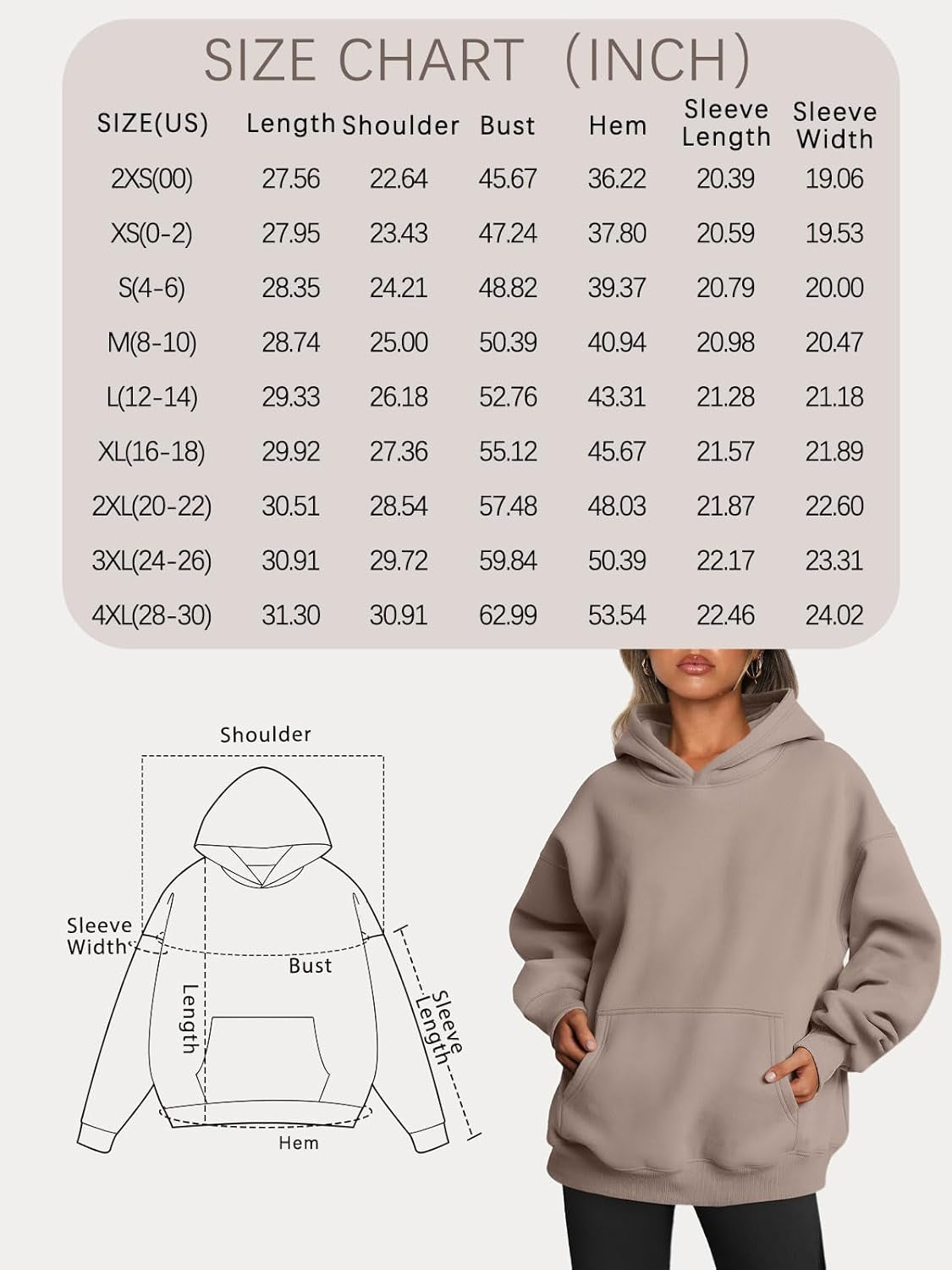 Womens Oversized Hoodies Fleece Sweatshirts Long Sleeve Sweaters Pullover Fall Outfits Winter Clothes