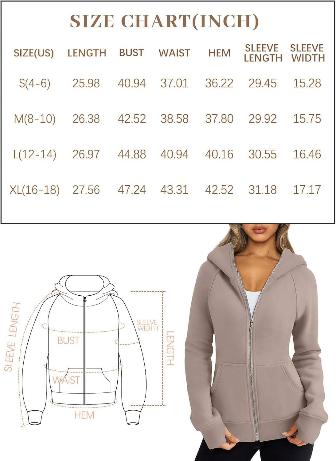 Womens Zip up Hoodies Fleece Jackets Oversized Sweatshirts Fall Fashion Outfits Sweaters Winter Clothes