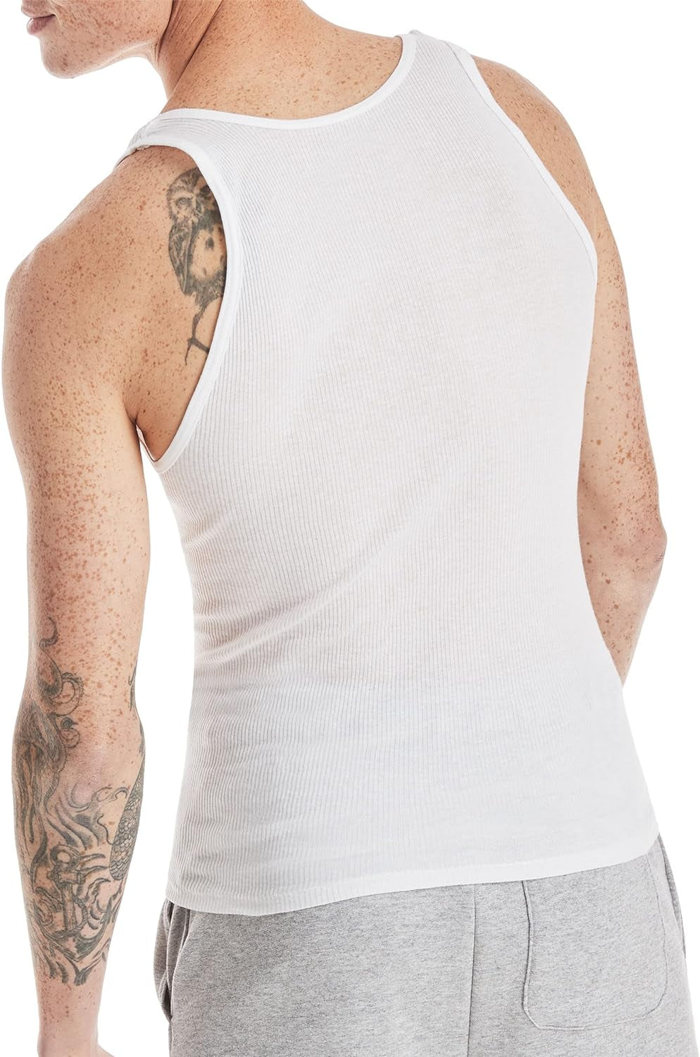 Men'S Cotton Tank Undershirts Pack, Moisture-Wicking Ribbed Tanks, Lightweight Cotton Tank Undershirts, 6-Pack