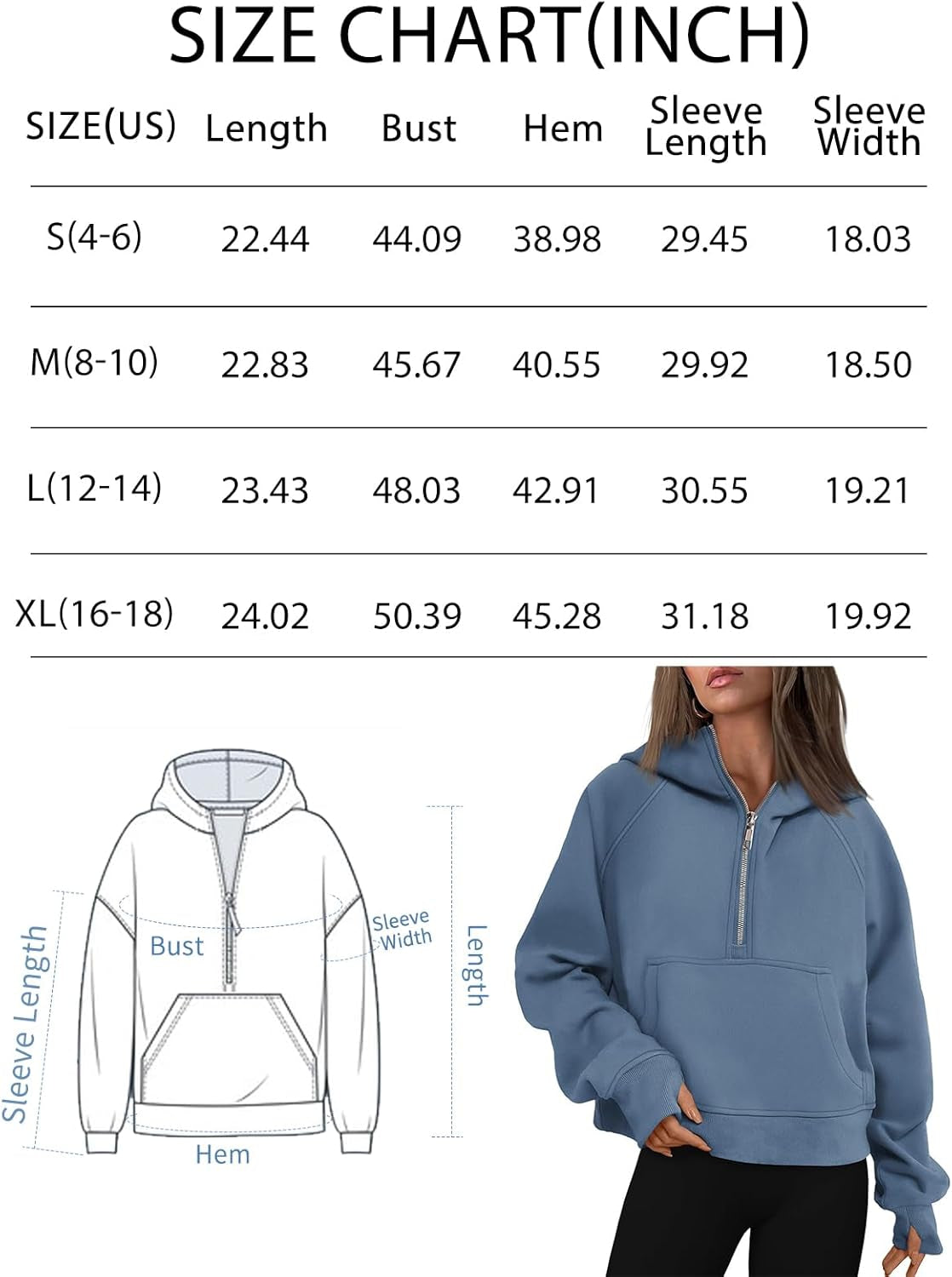 Womens Hoodies Half Zip Sweatshirts Fleece Jackets Tops Oversized Pullover Fall Outfits 2024 Winter Fashion Clothes