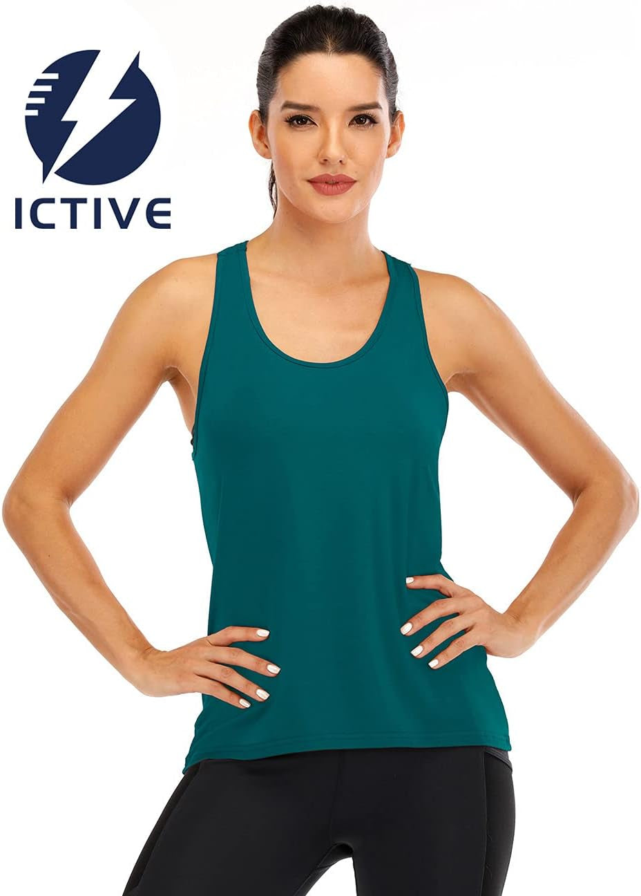 ICTIVE Womens Cross Backless Workout Tops for Women Racerback Tank Tops Open Back Running Tank Tops Muscle Tank Yoga Shirts