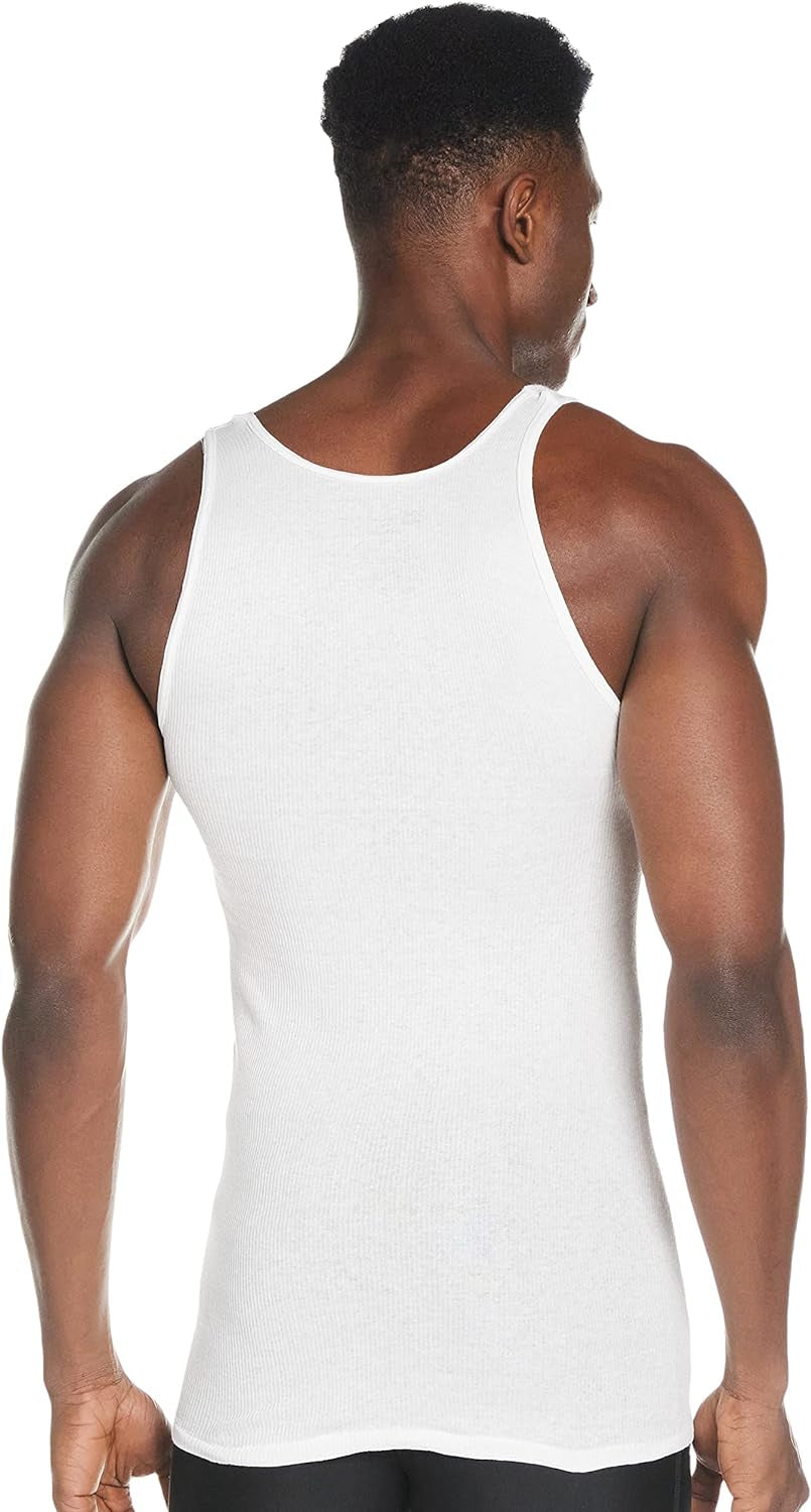 Men'S Cotton Tank Undershirts Pack, Moisture-Wicking Ribbed Tanks, Lightweight Cotton Tank Undershirts, 6-Pack