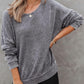 Womens Oversized Waffle Knit Crewneck Sweatshirts Long Sleeve Side Slits Casual Pullover Sweatshirt Tops