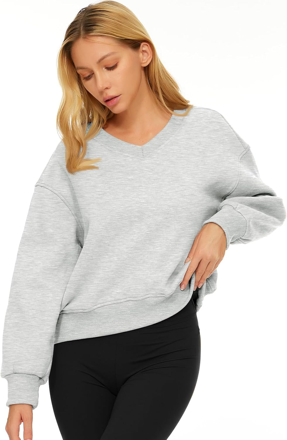 Womens Cropped Sweatshirts Pullover Fleece Crop Sweaters Fall Fashion Outfits Clothes 2024