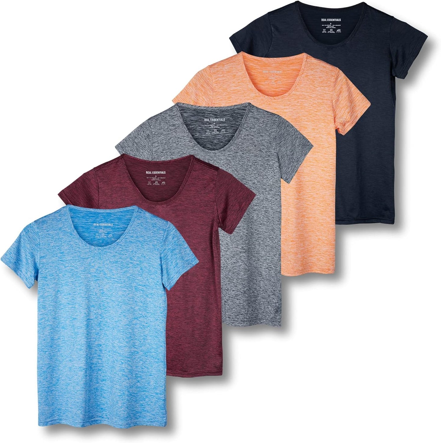 5 Pack: Women'S Dry Fit Tech Stretch Short-Sleeve Crew Neck Athletic T-Shirt (Available in plus Size)