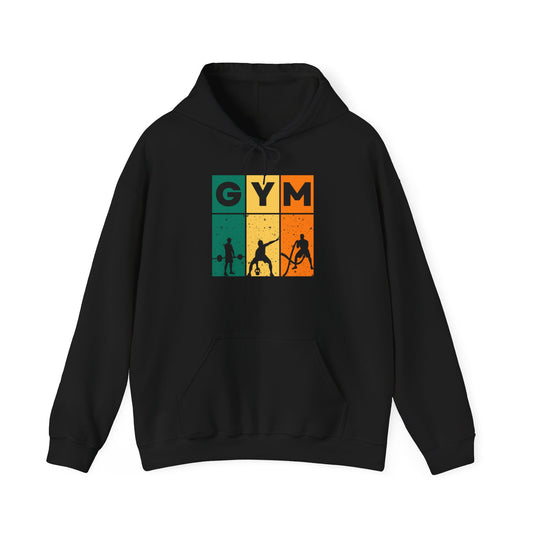 Graphic Art Unisex Workout Hoodie - Retro Fitness Pullover with Gym Motif