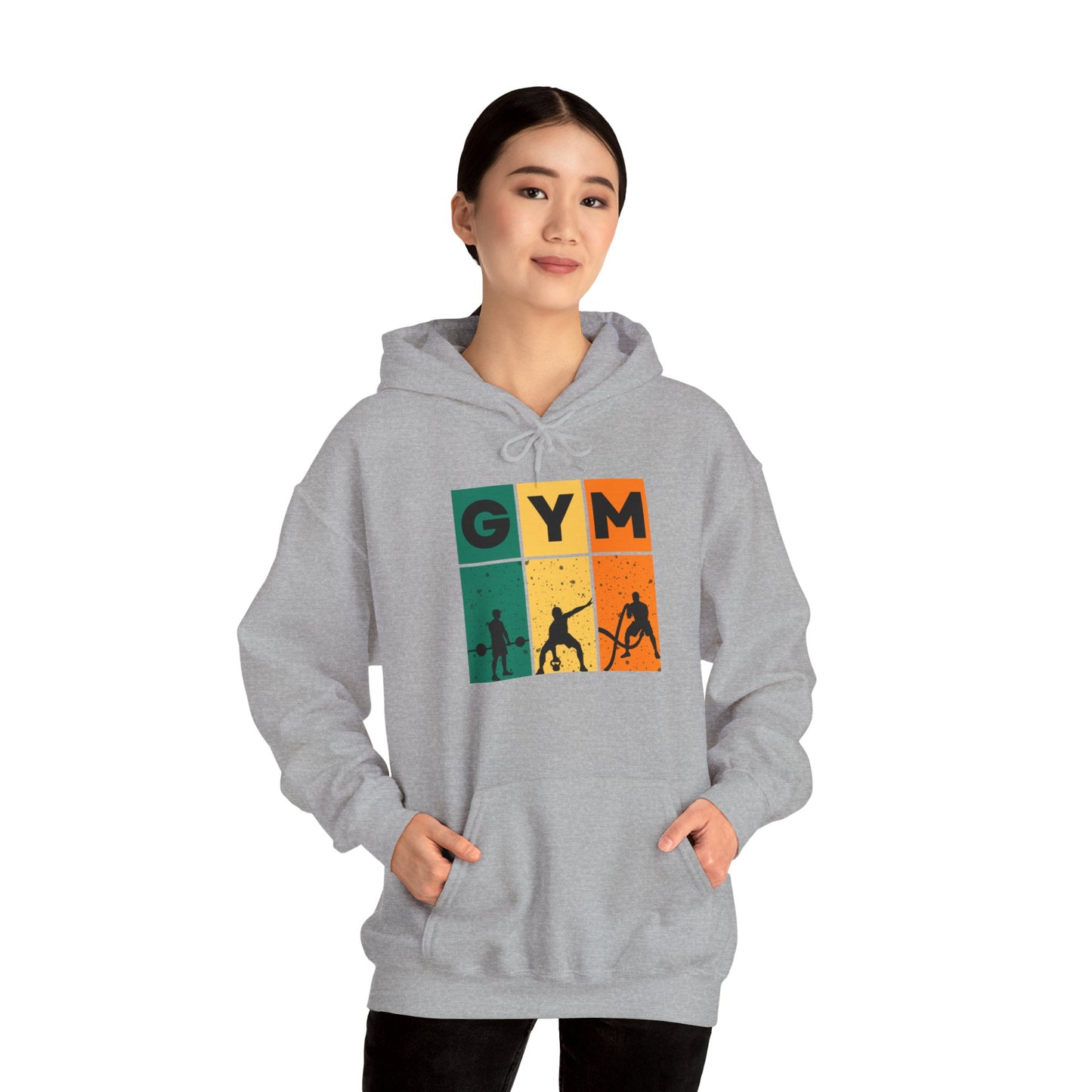 Graphic Art Unisex Workout Hoodie - Retro Fitness Pullover with Gym Motif