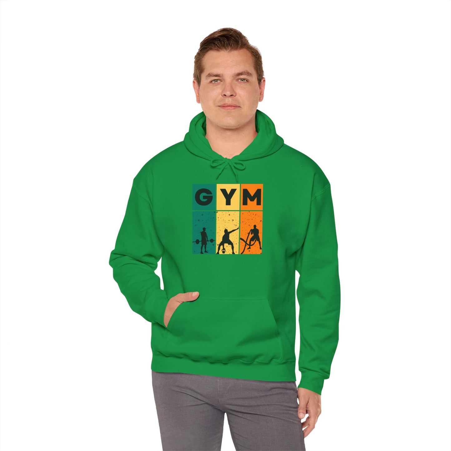 Graphic Art Unisex Workout Hoodie - Retro Fitness Pullover with Gym Motif