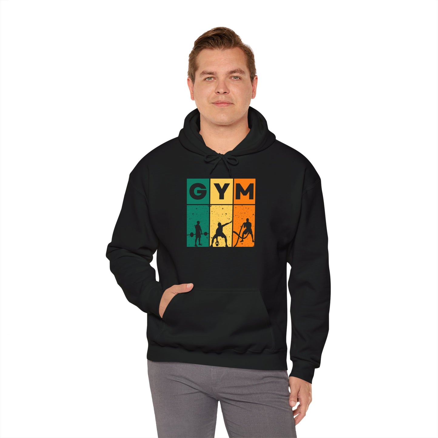 Graphic Art Unisex Workout Hoodie - Retro Fitness Pullover with Gym Motif