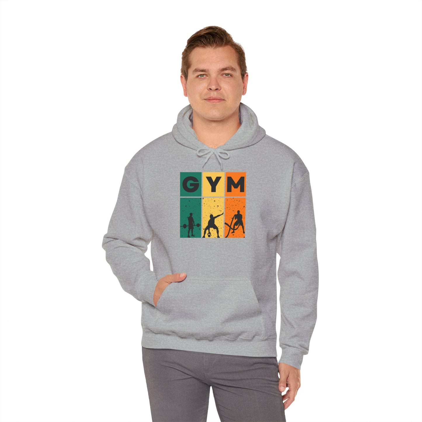 Graphic Art Unisex Workout Hoodie - Retro Fitness Pullover with Gym Motif