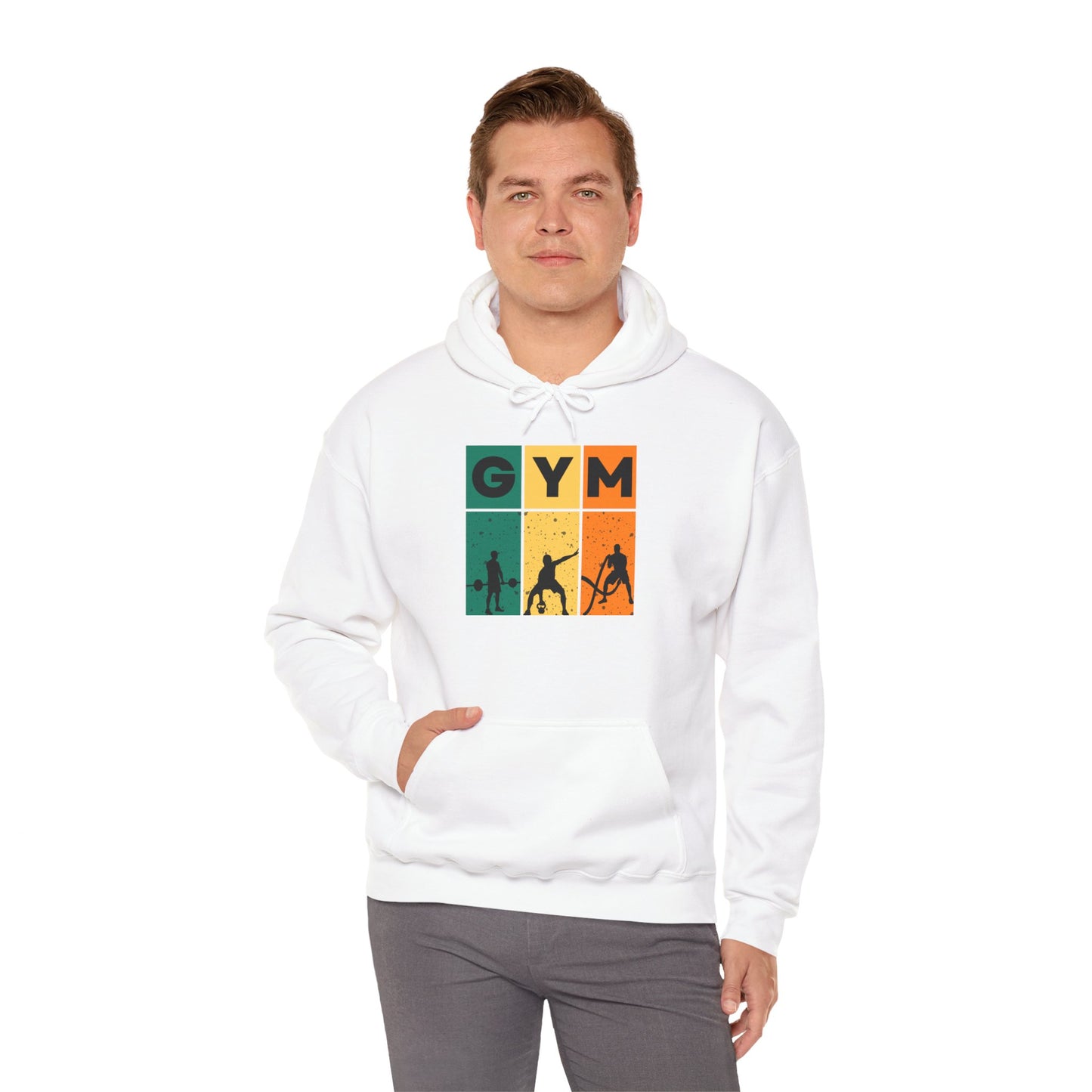 Graphic Art Unisex Workout Hoodie - Retro Fitness Pullover with Gym Motif