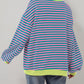 Women Oversized Striped Color Block Long Sleeve Crew Neck Sweatshirt Casual Loose Pullover Y2K Shirt Top