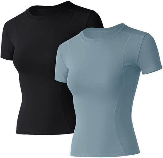 Women Workout Shirts 1/2/3 Pack Athletic Compression Tee Dry Fit Yoga Gym Basic Tops