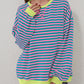 Women Oversized Striped Color Block Long Sleeve Crew Neck Sweatshirt Casual Loose Pullover Y2K Shirt Top