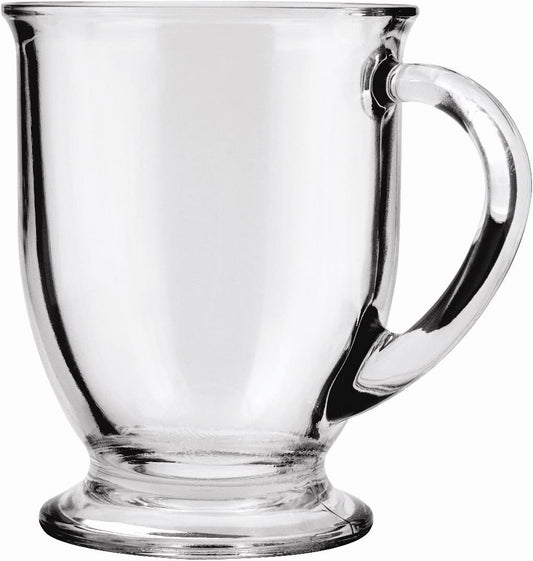 Café Glass Coffee Mugs, 16 Oz, Set of 6