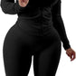 Women Two Piece Outfits Workout Sets Bodycon Tracksuit Long Sleeve Zip up Hoodie Jacket Jogger Matching Sweat Pants Set