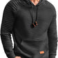 Mens Hoodies Pullover Casaul Long Sleeve Drawstring Waffle Knit Hooded Sweatshirt with Kanga Pocket