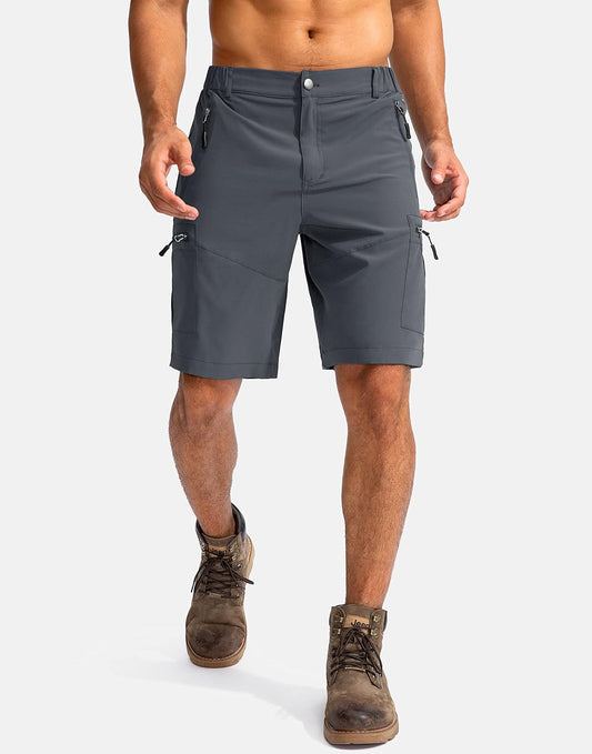 Men'S Hiking Cargo Shorts 9" Lightweight Outdoor Work Shorts for Men Travel Golf Camping Casual with 5 Zipper Pockets