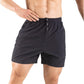 Men'S 5" Running Shorts 2 Pack Quick Dry Athletic Workout Gym Shorts with Zipper Pockets