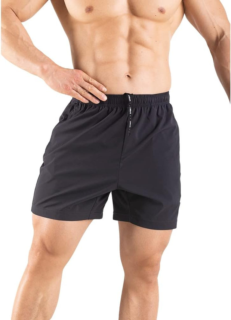 Men'S 5" Running Shorts 2 Pack Quick Dry Athletic Workout Gym Shorts with Zipper Pockets