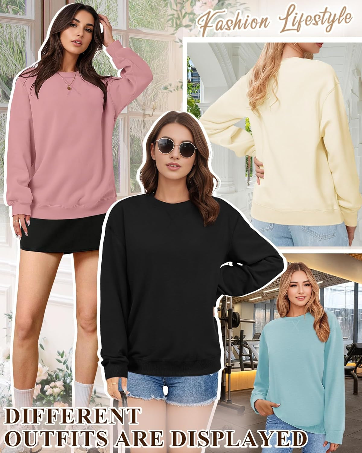 Sweatshirt for Women, Casual Crewneck Sweatshirts Women Loose Fit Long Sleeve Pullover Tops Cute Soft Shirt