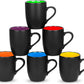 6 Pack Large Coffee Mug Set 16 Ounces, Matte Black Porcelain Mug Large-Sized Ceramic Restaurant Drinking Cups for Coffee, Tea, Juice, Cocoa