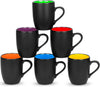 6 Pack Large Coffee Mug Set 16 Ounces, Matte Black Porcelain Mug Large-Sized Ceramic Restaurant Drinking Cups for Coffee, Tea, Juice, Cocoa