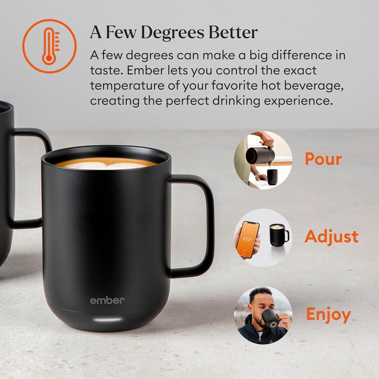 Temperature Control Smart Mug 2, 14 Oz, App-Controlled Heated Coffee Mug with 80 Min Battery Life and Improved Design, Black