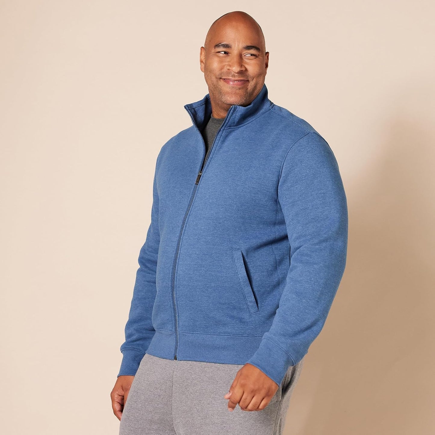 Men'S Full-Zip Fleece Mock Neck Sweatshirt