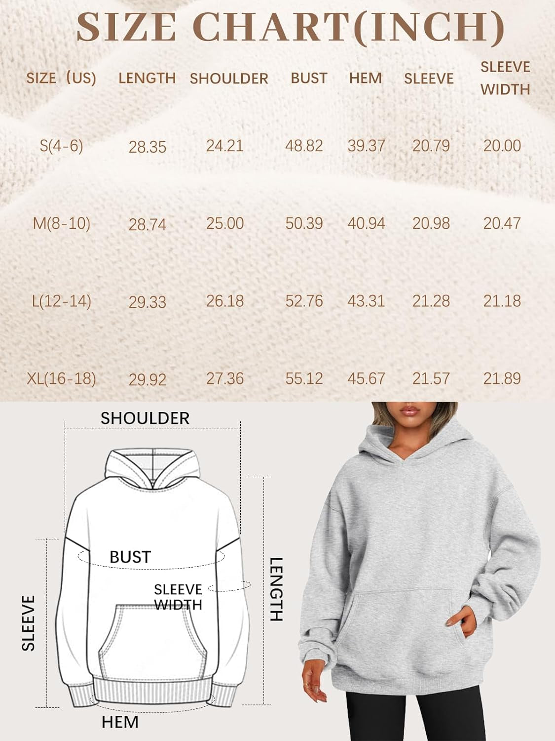 Womens Hoodies Oversized Sweatshirts Pullover Fleece Sweaters Long Sleeve Winter Fall Outfits Fashion Y2K Clothes