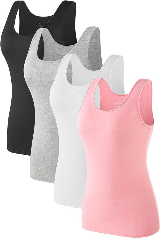 2-4 Pcs Tank Tops for Women Sleeveless Top Basic Layering Tanks Undershirt