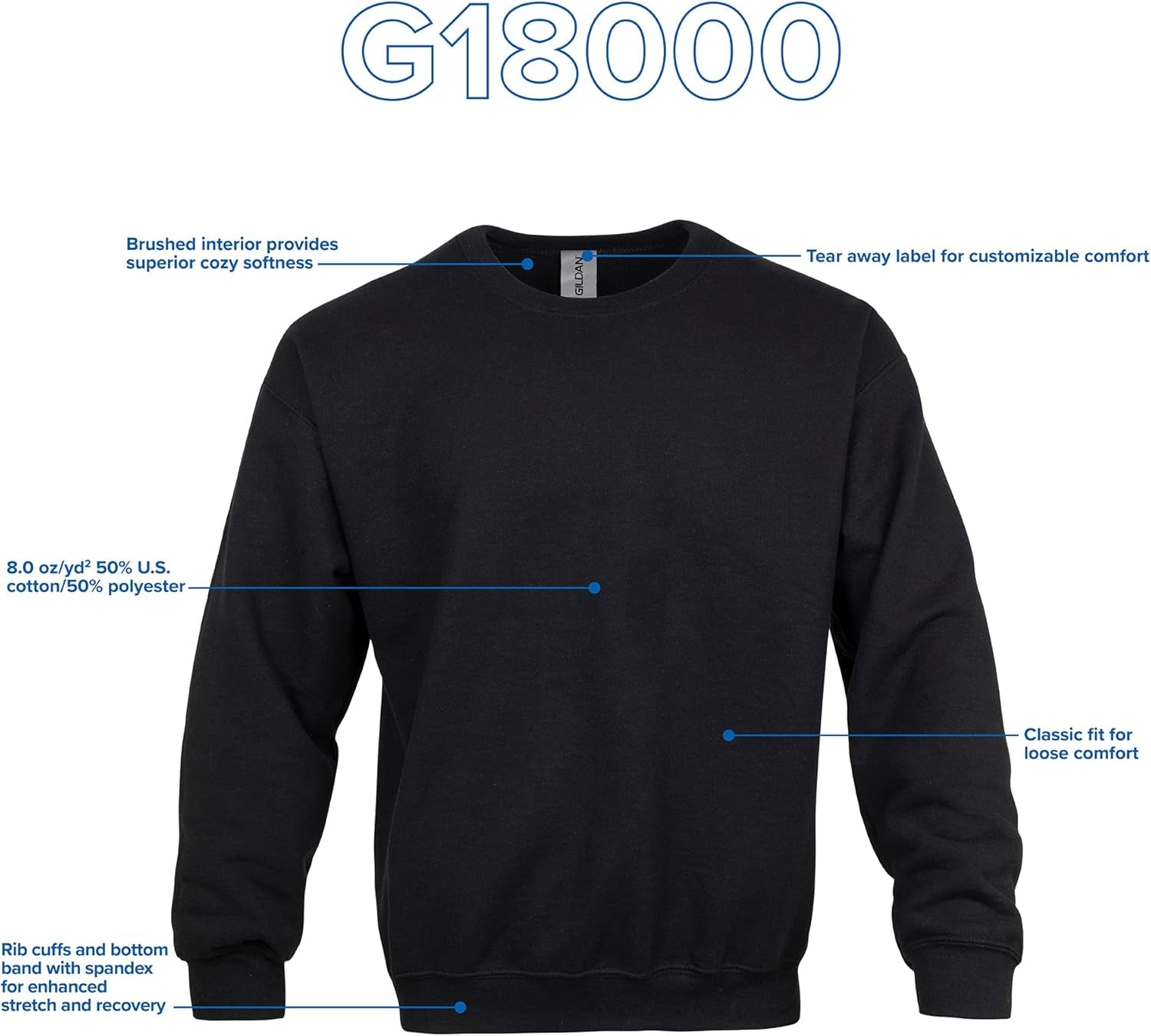 Unisex Adult Fleece Crewneck Sweatshirt, Style G18000, Multipack