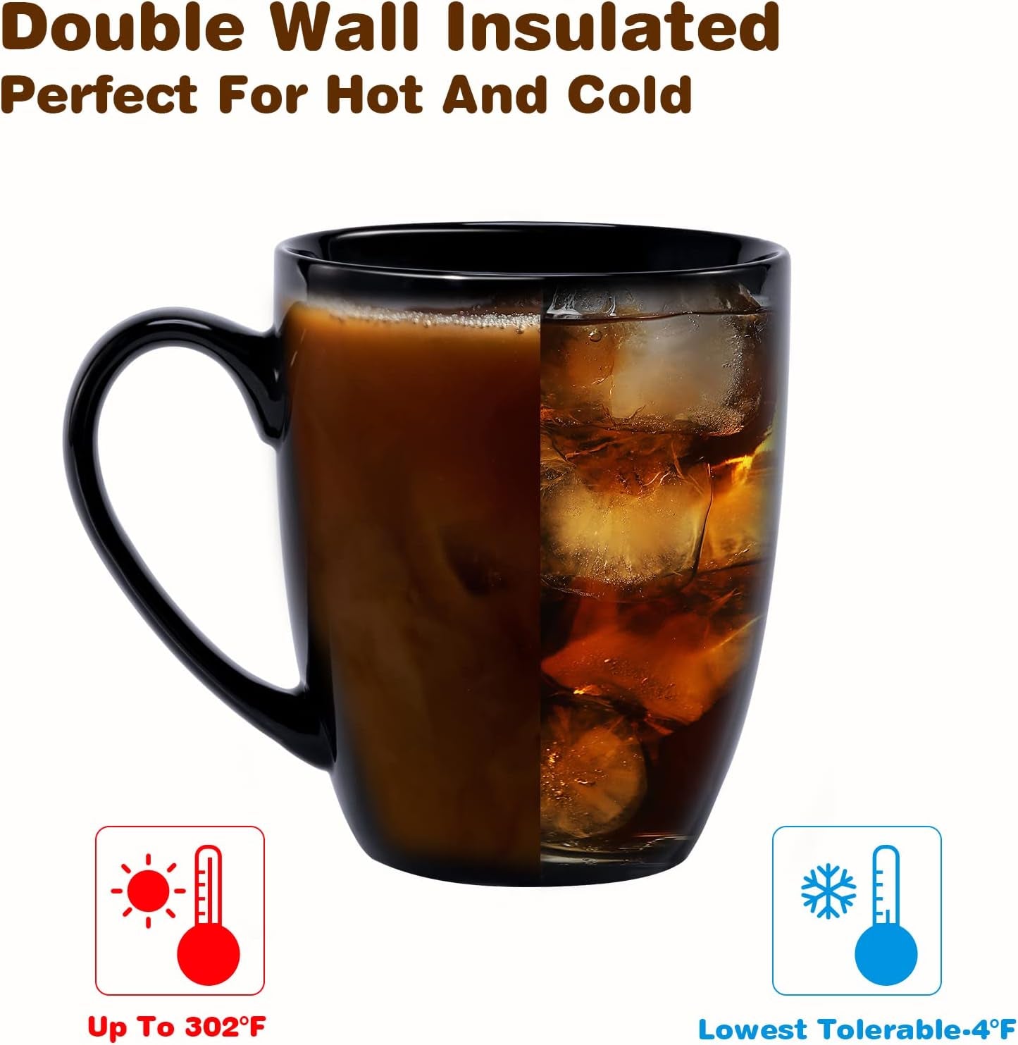 16 Oz Large Coffee Mug with Handle Tea Cup Novelty Coffee Cup Idea Gift for Men Women Office Work, Black