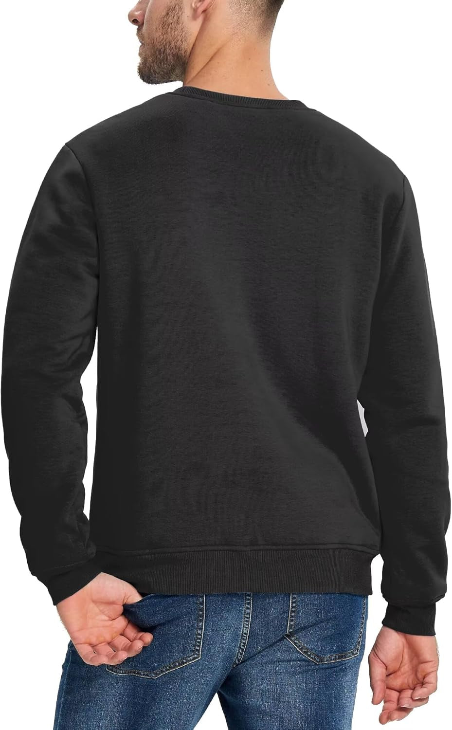 Men'S Full Sherpa Lined Crewneck Sweatshirts Premium Heavy-Weight Fleece Pullover Thick Thermal Cotton Sweat-Shirts