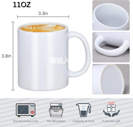 Sublimation Mugs, Premium Coffee Mugs Set of 12 White Ceramic Sublimation Cups 11 Oz Christmas Coffee Mug for Soup Tea Milk Latte Hot Chocolate