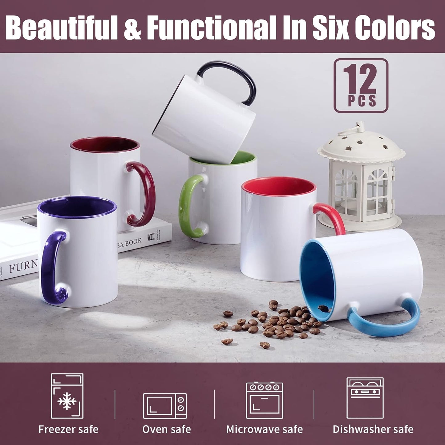 Sublimation Mugs 11 Oz Sublimation Mugs Blank Sublimation Cups Sublimation Coffee Mugs Tazas Para Sublimacion 6 Assorted Colors Set of 12