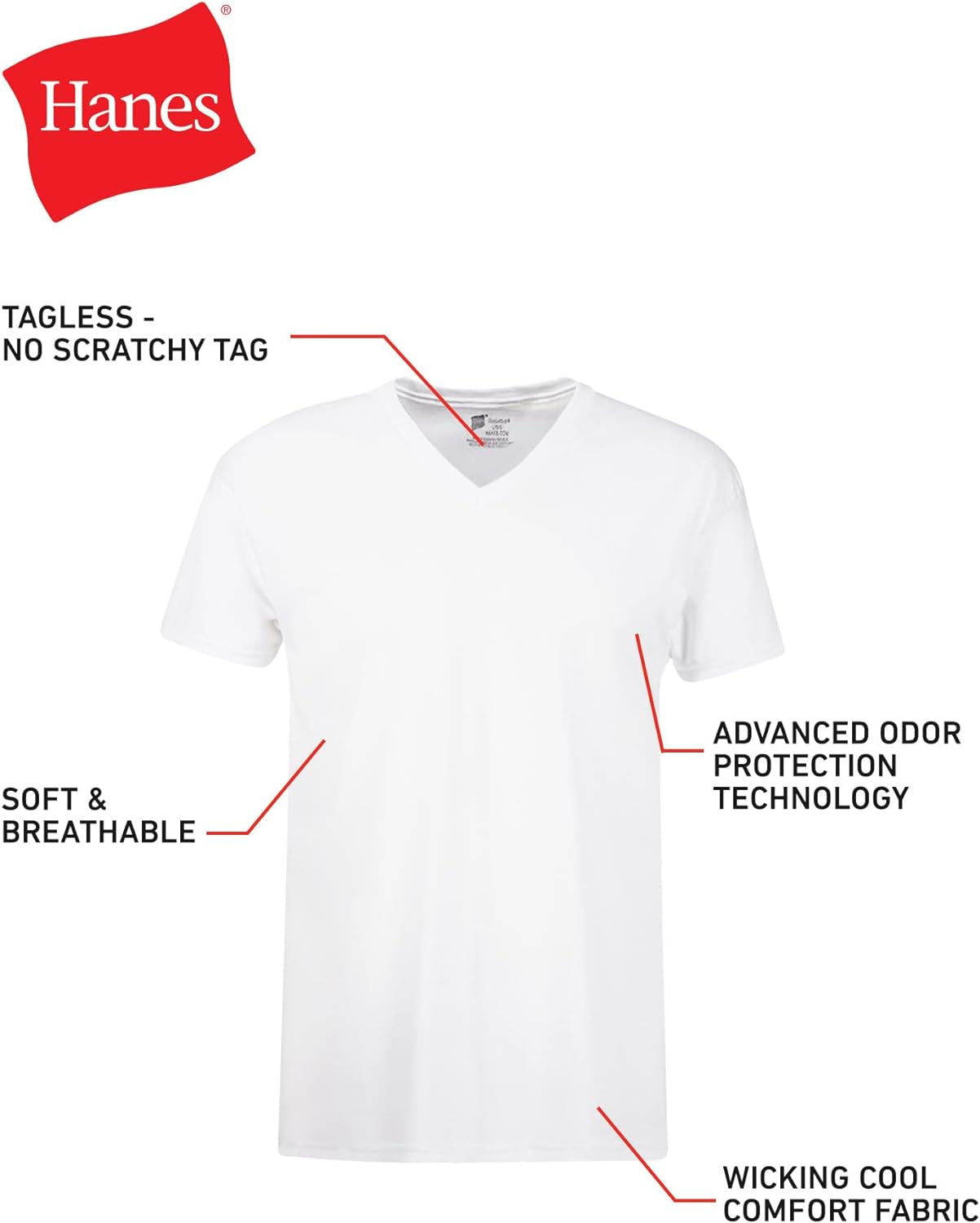 Men'S 3-Pack Tagless Cotton V-Neck Undershirts