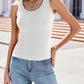 Womens Tank Tops 2024 Scoop Neck Ribbed Sleeveless Top Casual Basic Slim Fitted Knit Cami Tee Shirts