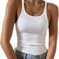 Women'S Sleeveless Tank Top Form Fitting Scoop Neck Ribbed Knit Basic Cami Shirts