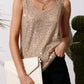 Womens Summer Fashion Sequin Tops Scoop Neck Sequin Sparkle Shimmer Sleeveless Tanks Tops Blouses