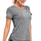 Women'S Short Sleeve Workout Shirts Crewneck Sports Yoga Running Dry Fit Tops Side Split Tee