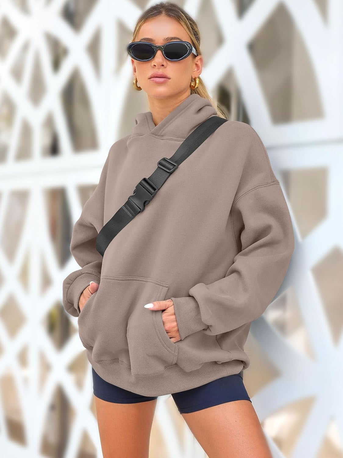 Womens Oversized Sweatshirts Fleece Hoodies Long Sleeve Shirts Pullover Fall Outfits 2024 with Pocket