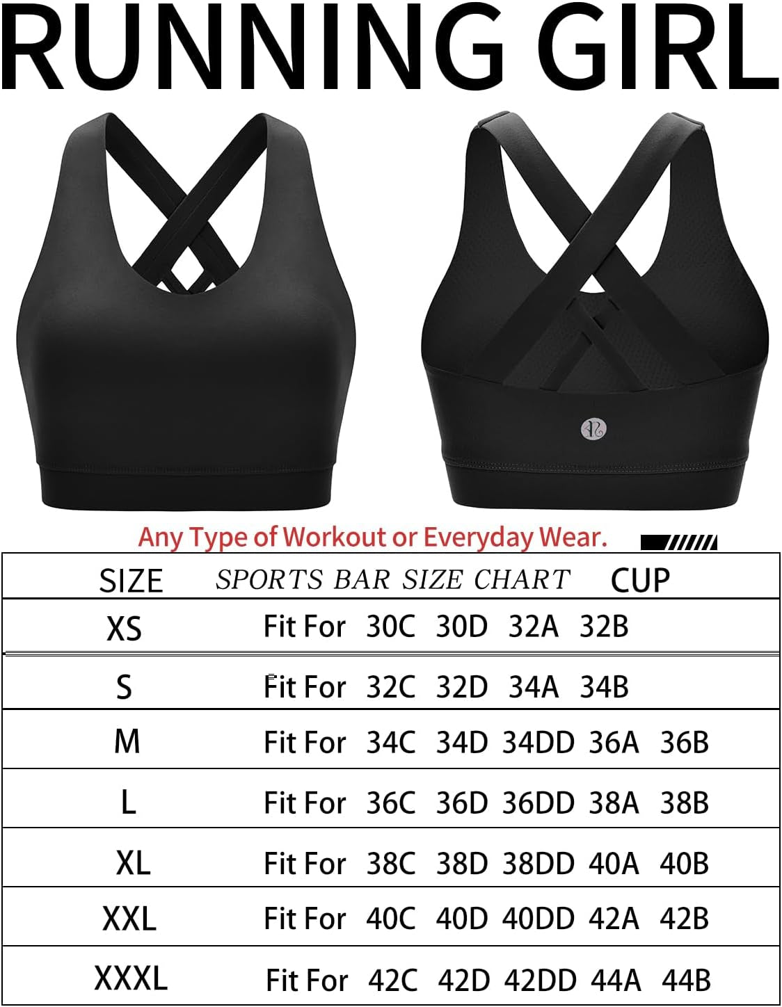 Sports Bra for Women, Criss-Cross Back Padded Strappy Sports Bras Medium Support Yoga Bra with Removable Cups