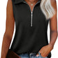 Womens Ribbed Tank Top Zipper V Neck Dressy Casual Blouses Sleeveless Camisole Tops Work Tank Polo Shirts